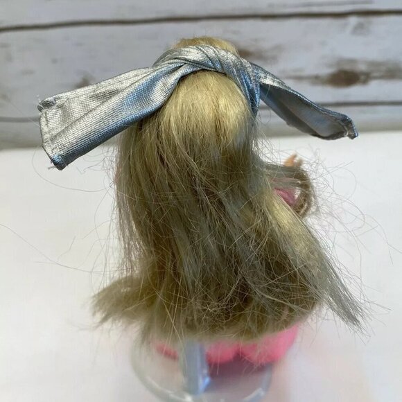 MATTEL BARBIE Blonde Hair Blue Eyes Pink Gray Long Dress 12" Tall - Picture 7 of 12